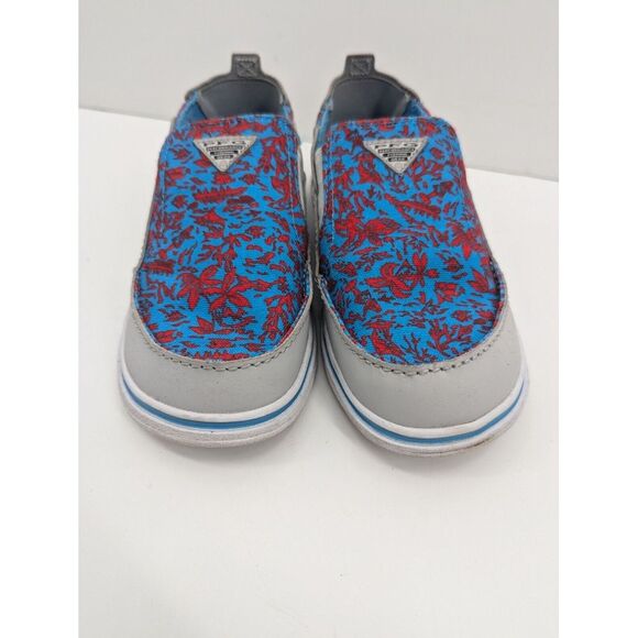 Columbia PFG Bahama Youth Boys Boat Shoes Blue Grey Red Slip On Sneaker Size 3 - Picture 2 of 11